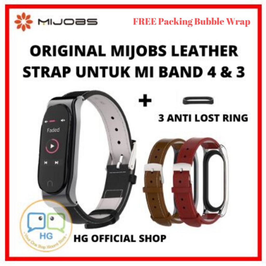 MIJOBS Genuine Leather Strap Miband Mi Band 3 Mi Band 4 Kulit Asli ORIGINAL Replacement Strap