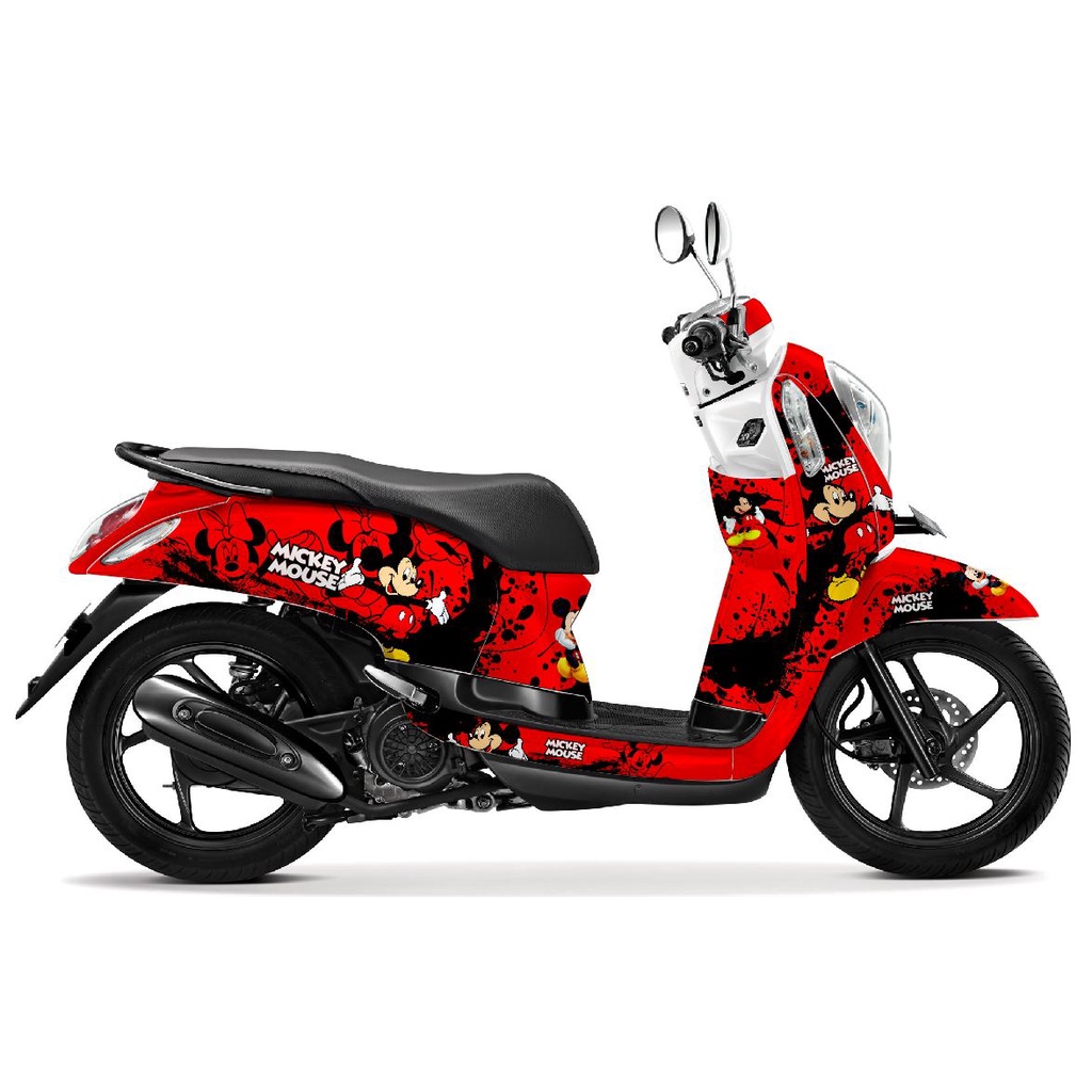 Sticker Full Body Decal  + Stiker dashboard Motor Honda Scoopy Fi - NEW FI - PRESTIGE - Mickey Mouse