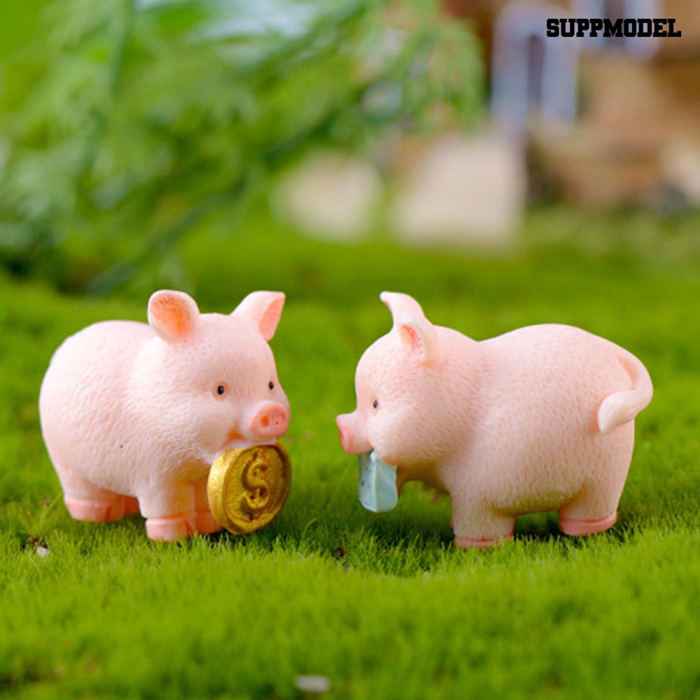 Ornamen Miniatur Babi Keberuntungan Bahan Resin Untuk Dekorasi Taman