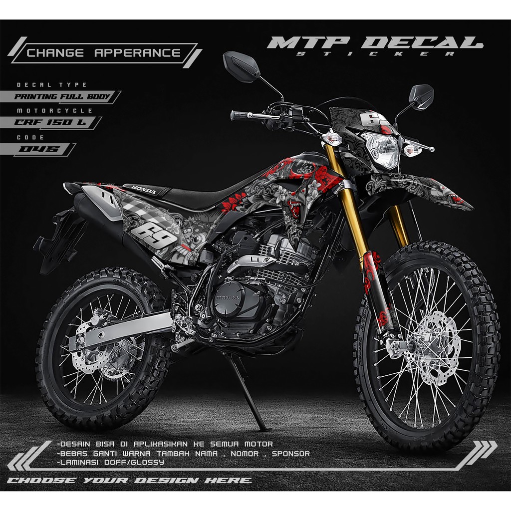 Decal Sticker CRF 150 L- Fullbody-Dekal stiker CRF 150 L Trail Supermoto Motif Barong kode 45