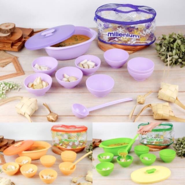 MILLENIUM BOWL SET / Kotak Makanan Wadah Tempat Sayur Set mangkok sup mangkuk kecil centong