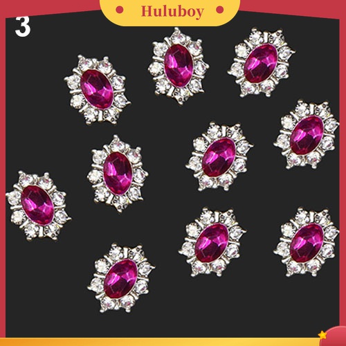 Huluboy Huluboy♡ 10pcs / Set Stiker Nail Art Desain Bunga Bahan Alloy Hias Kristal Berlian Imitasi Untuk Wanita