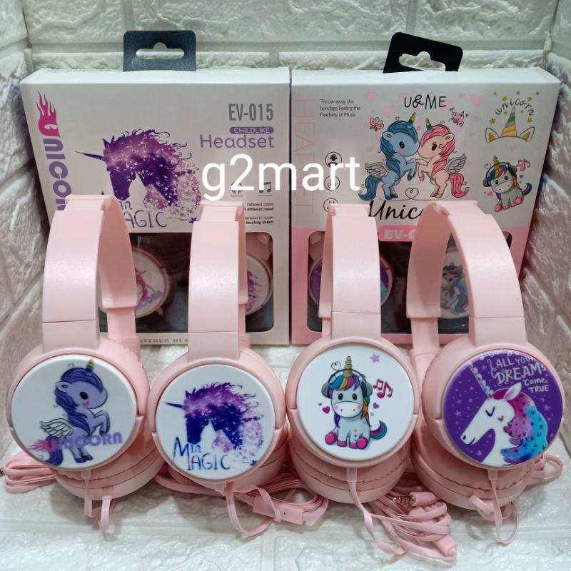 Headset / headphone EV UNICORN Handsfree / HF bando UNICORN MAGIC ( online telpon music )