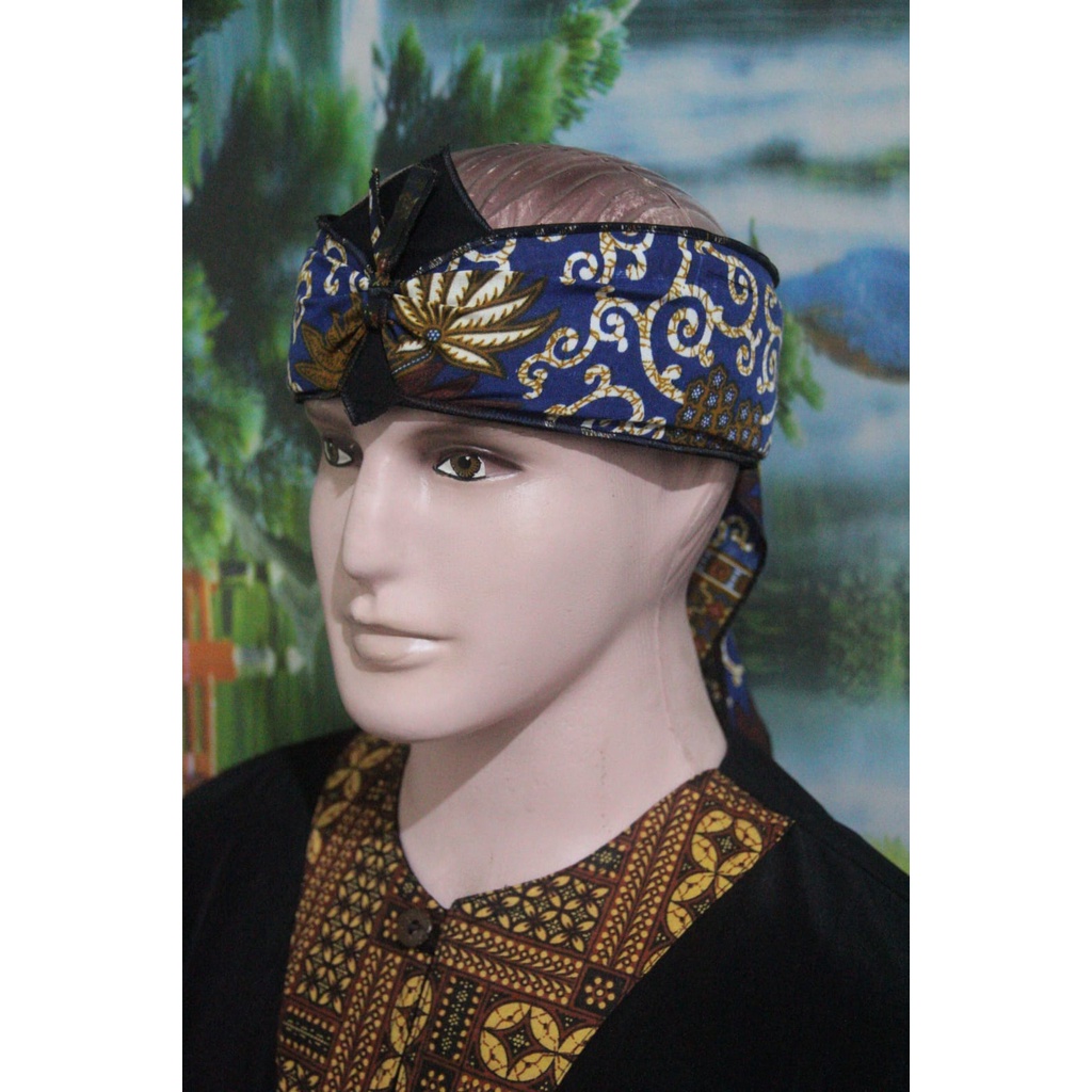 iket kepala sunda jawa tradisional adat budaya batik dewasa atas bolong (coklat)