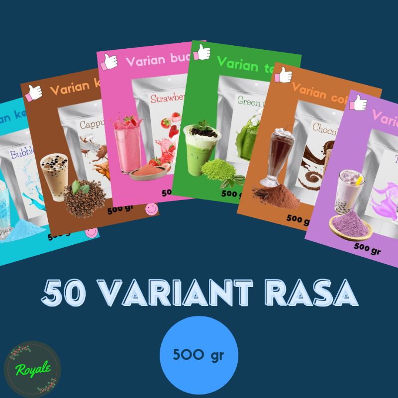 

BUBUK MINUMAN RASA 500 GRAM/BUBUK MINUMAN INSTANT/BUBUK MINUMAN KEKINIAN ANEKA RASA