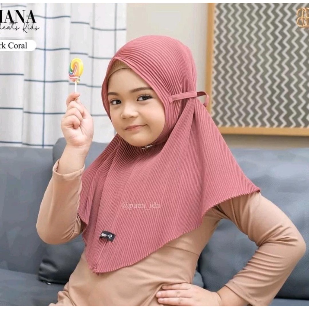 Bergo Maryam Plisket Anak Ceruty Babydoll Original / Jilbab Anak