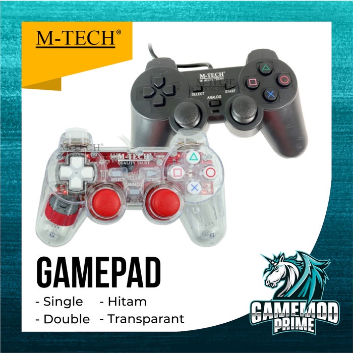 GAMEPAD USB GETAR JOYSTICK SINGLE DOUBLE STICK HITAM TRANSPARAN