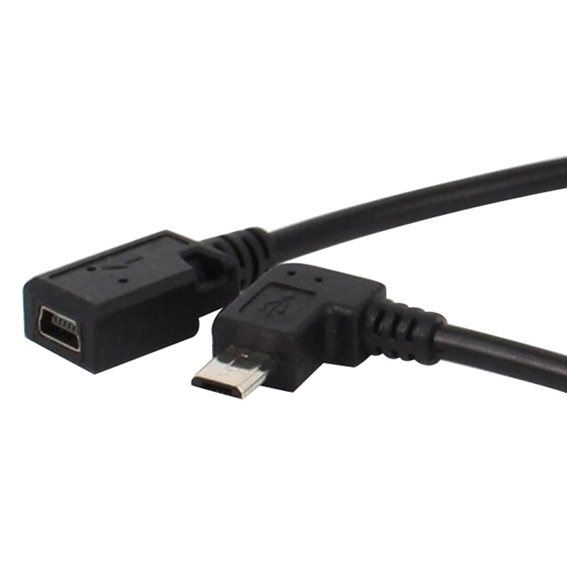 (LUCKID) Adapter Konverter micro usb male Ke mini female 90 Derajat