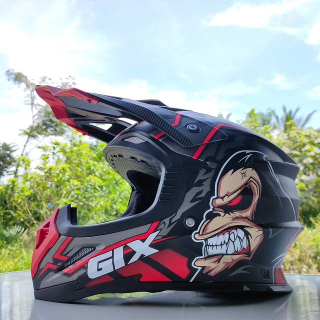 Helm Cross GIX Gorilla Black Red Ongkir termurah 2kg
