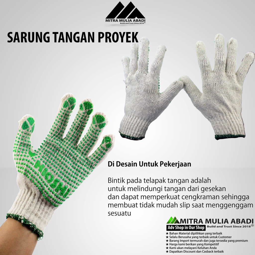 Sarung Tangan Proyek Bintik Hioshi Safety Gloves | Sarung Tangan Serbaguna