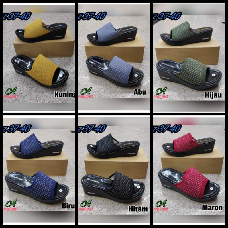 Wedges Rajut Slop / sandal hak tinggi slop desantos