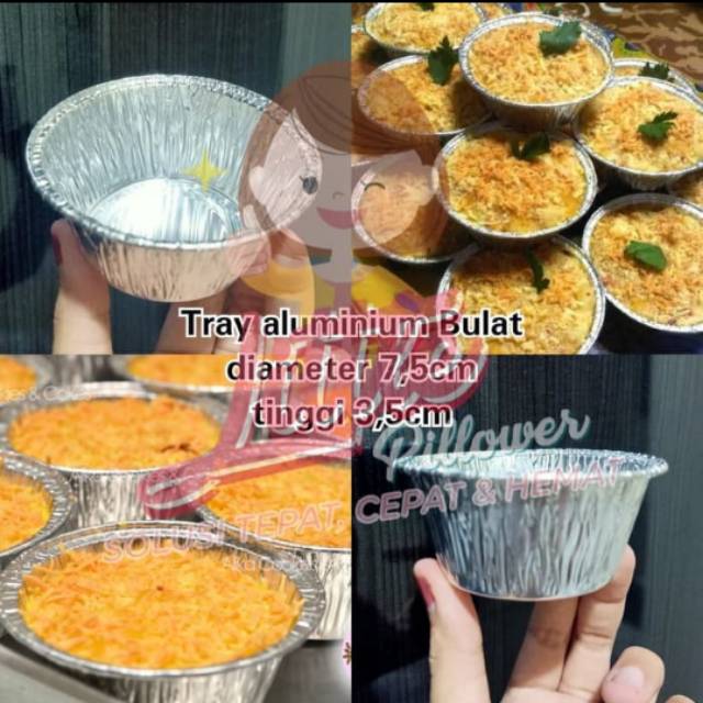 (ISI 100PCS -ALUM BULAT BESAR ALAS SAJA)Tray aluminium bulat besar/Tray panggang/Wadah Cup aluminium