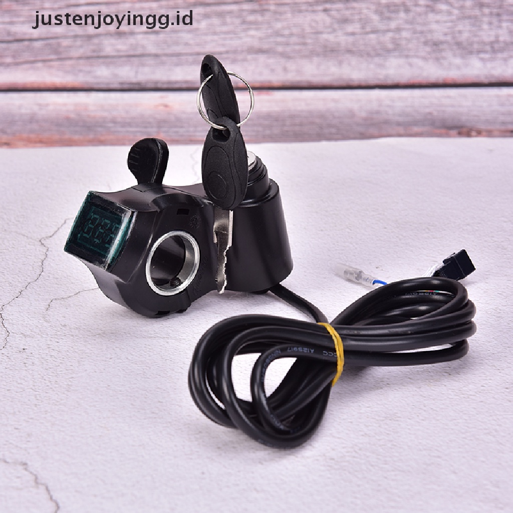 // justenjoyingg.id // Bikes Finger Thumb Throttle With Power Switch LCD Display Switch Handlebar Grips ~