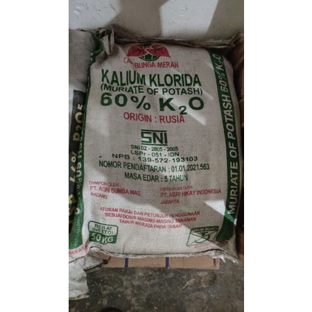 pupuk kcl cap bunga merah / mop kemasan 50kg