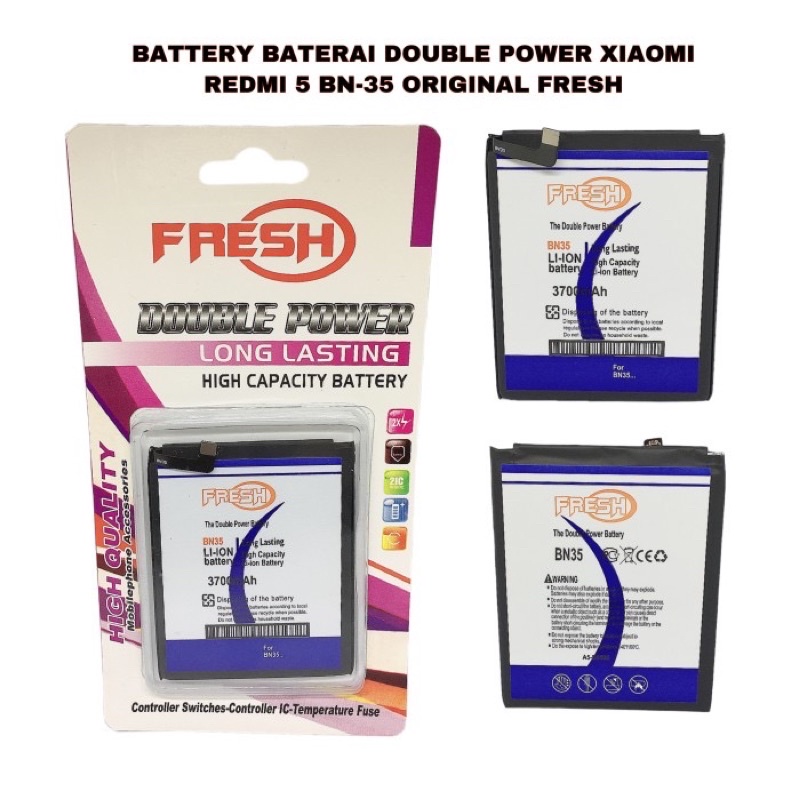 BATTERY BATERAI DOUBLE POWER XIAOMI REDMI 5 BN-35 ORIGINAL FRESH