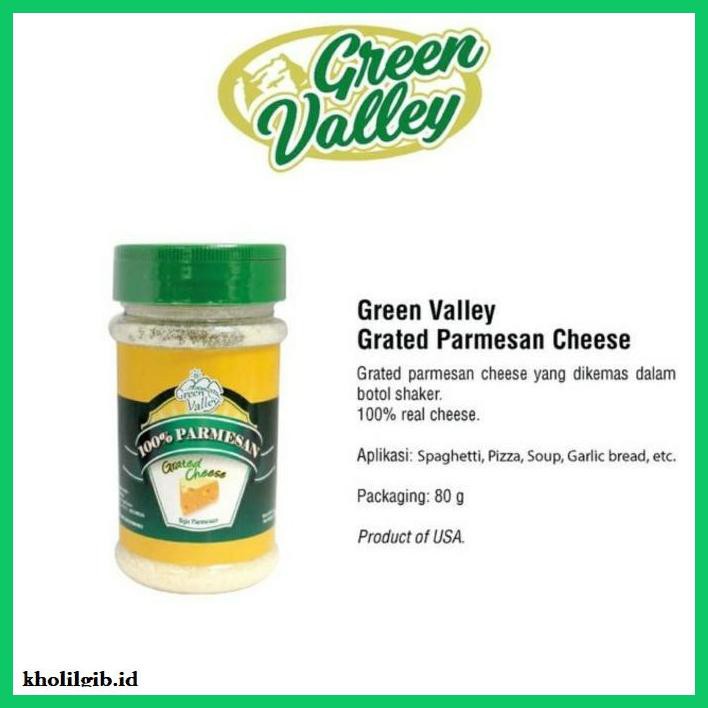

Ujekujek- Green Valley Grated Parmesan Cheese Keju Halal Bubuk 80Gr Botol -Original.