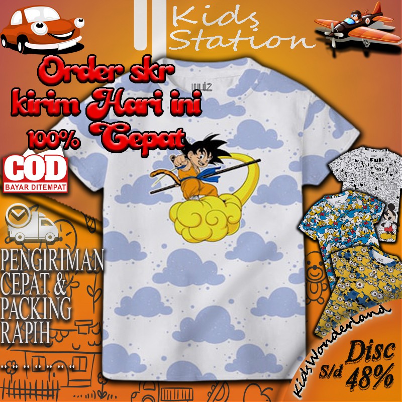 Baju kaos pakaian anak anak laki laki perempuan cowok cewek unisex umur 1 2 3 4 5 tahun karakter ker