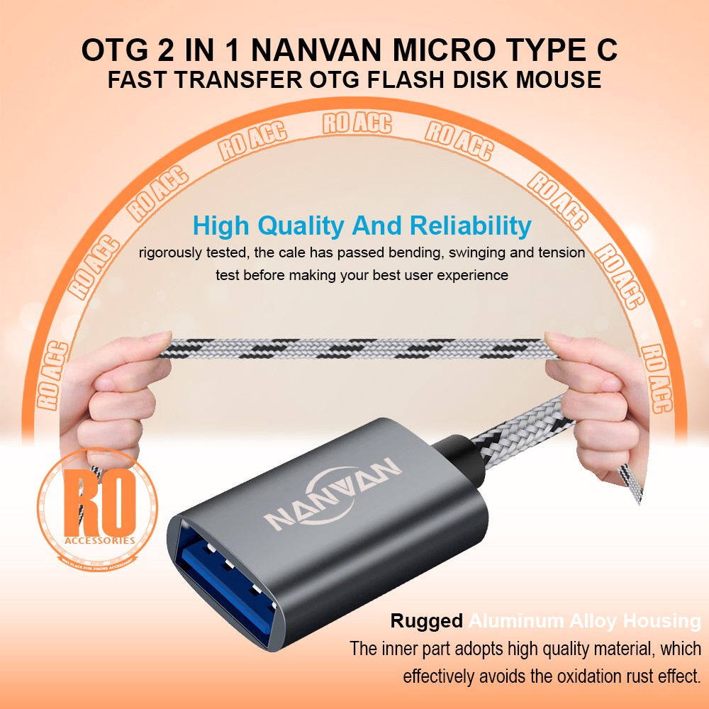 [RO ACC]  NANVAN OTG 2 IN 1 MICRO USB / TYPE TIPE C FLASH DISK / MOUSE