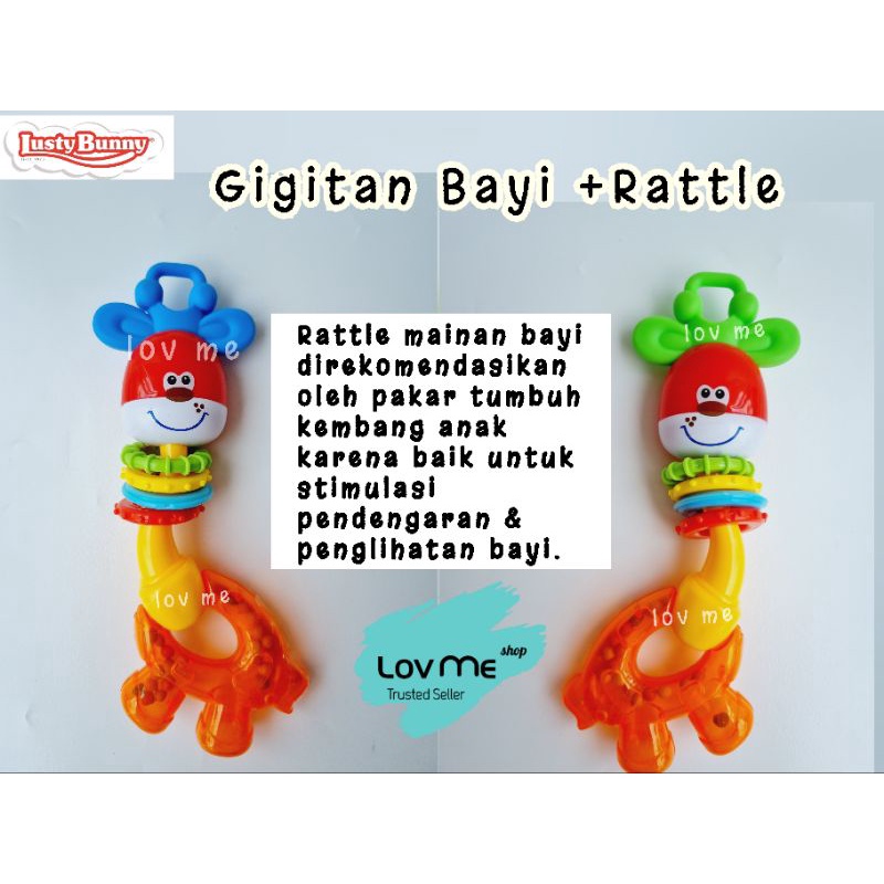 lov me❤Lusty Bunny Giraffe Rattle Teether DT 7104 Mainan Anak Bayi Gigitan Bisa Berbunyi- tulis keterangan motif varian