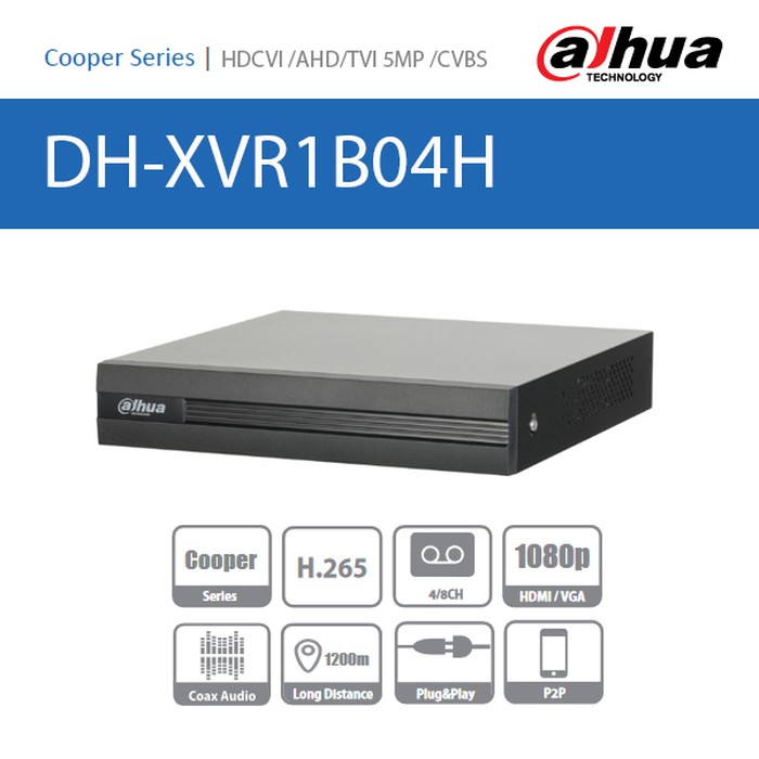 DVR DAHUA 4CH XVR1B04H 5MP XVR DAHUA 5MP ORIGINAL GARANSI RESMI