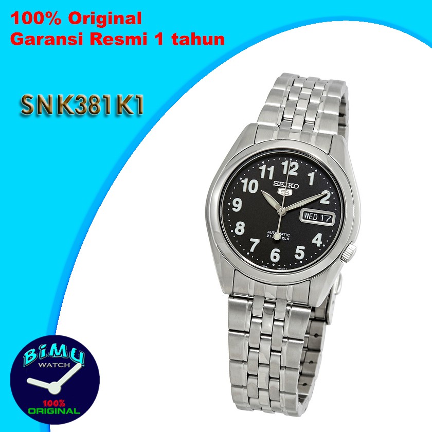 Jam Tangan Pria Original Seiko 5 SNK381K1 SNK381 Black Dial