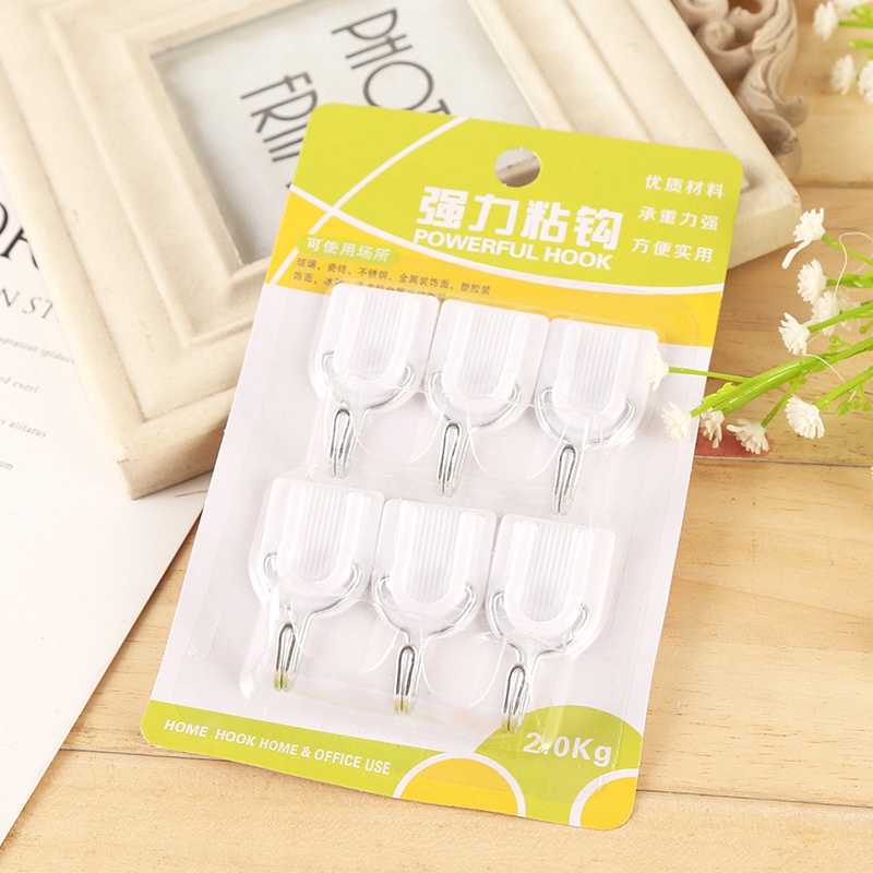 Prettygood6 Pcs  Lem Perekat Dinding Kaca Tembok Kayu Keramik Adhesive Power Hook -PD