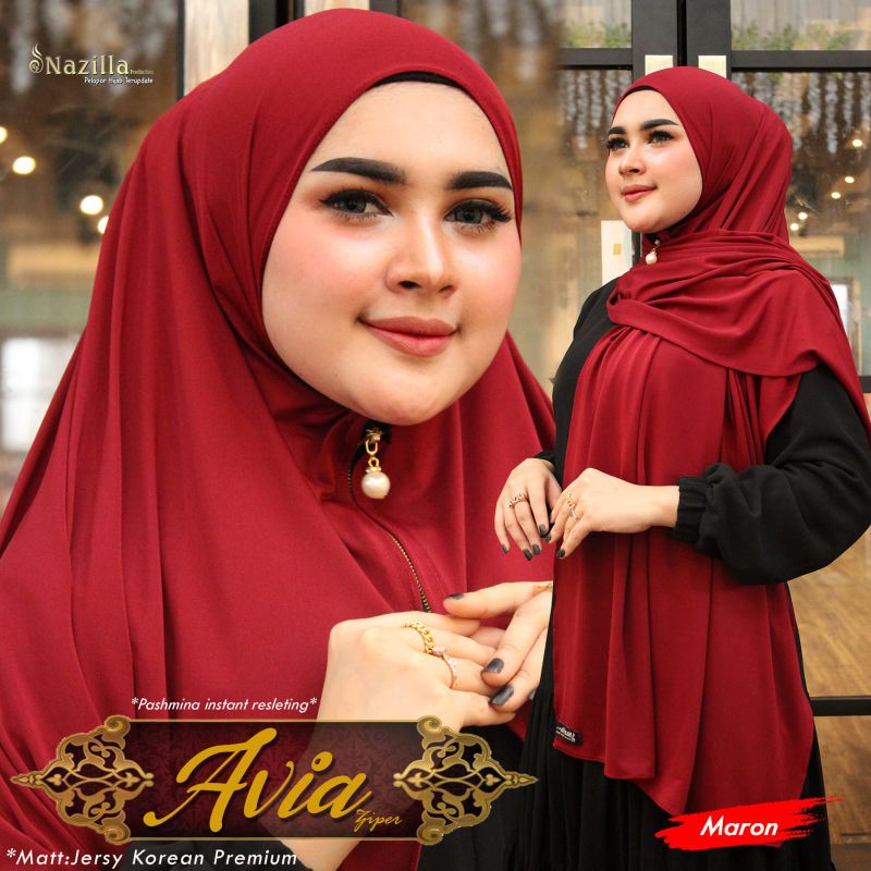 Jilbab Pashmina Instan Zipper Avia Ori Nazilla