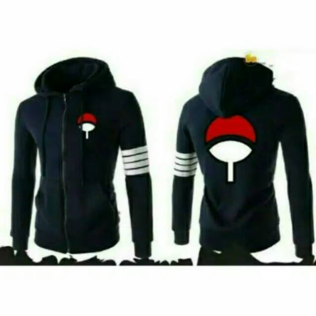 jaket anime uchiha strip (hitam, navy)