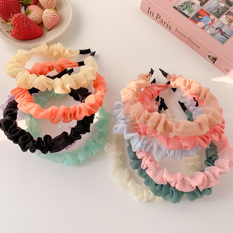 Chiffon Scrunchie Headband | Bando Scrunchie Polos Chiffon Wanita Korea Import