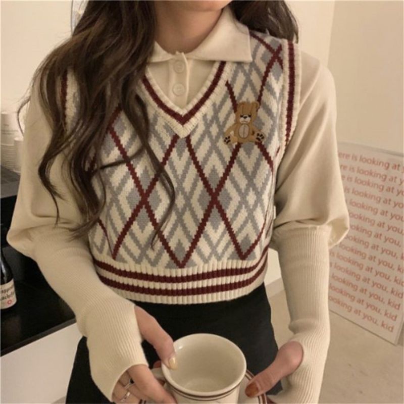 MYBEAR KOREAN KNIT VEST IMPORT ROMPI RAJUT PREMIUM HIGH QUALITY KOREAN STYLE | MY.FSHNM | VEST ROMPI