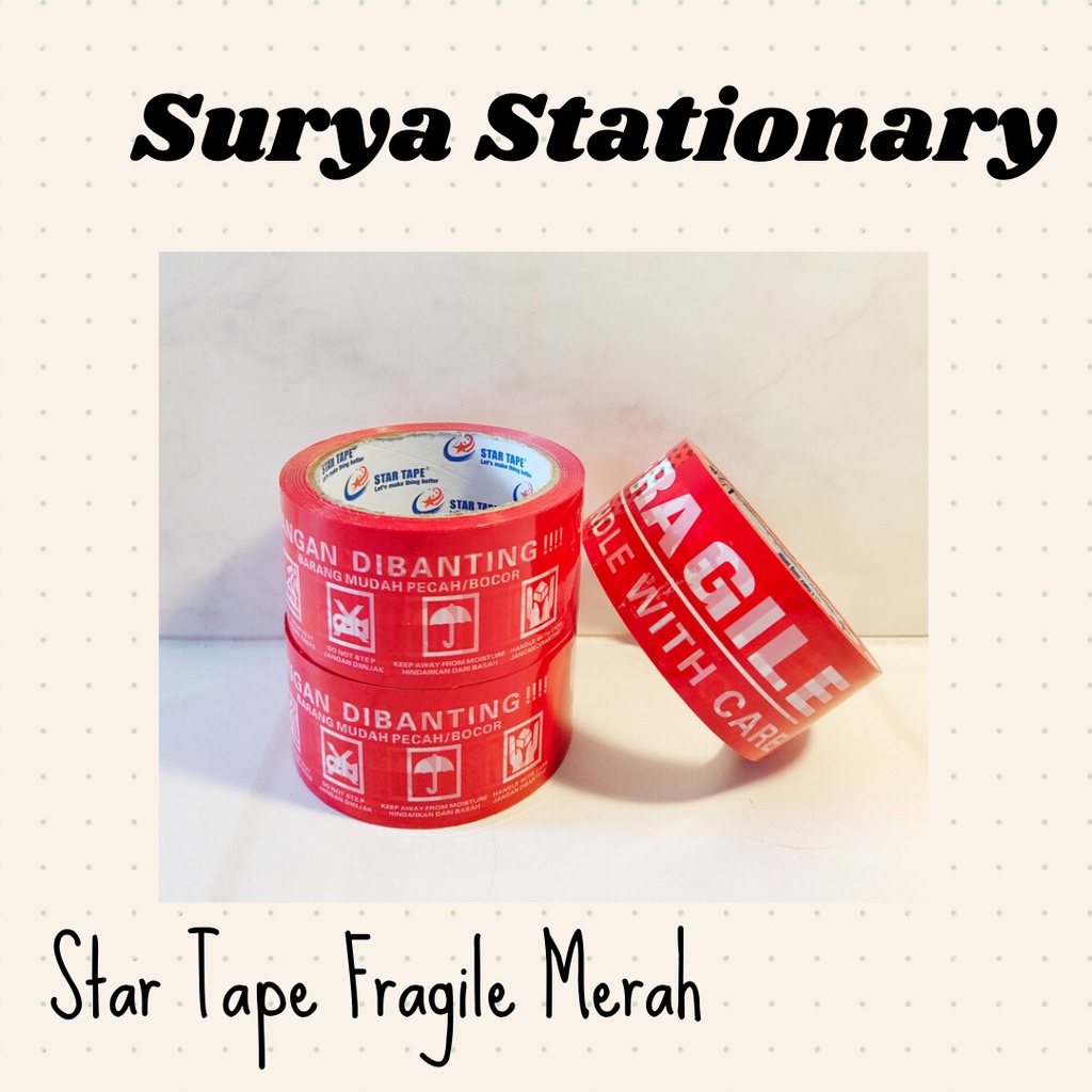 

(ROLL) Lakban Fragile Star Merah / Lakban Fragile Star Putih / Lakban Star Tape / Lakban Fragile Star Tape