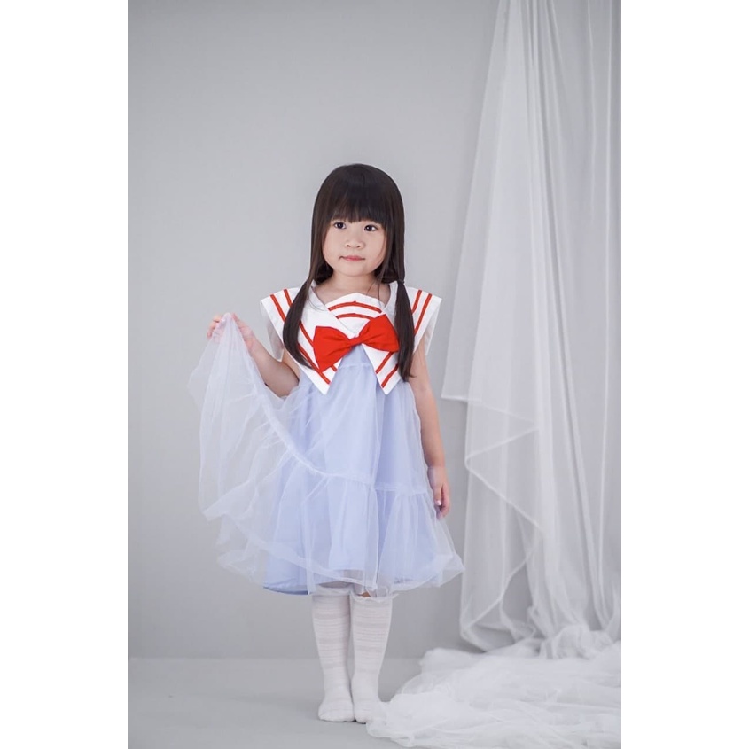 Promo !! Dress anak perempuan import - dress sailor olive ribbon import uk 3-5thn (pink,biru)