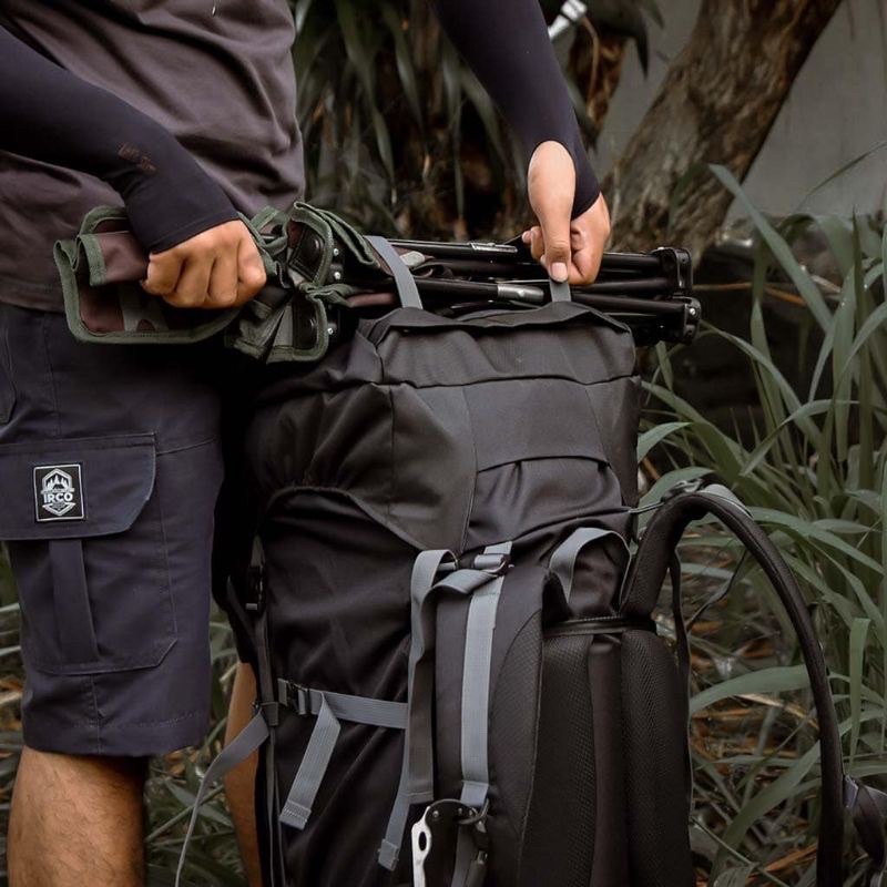 Tas Carrier Gunung 60 Liter Original Gratis Rain Cover - Irco Ksatria Hitam