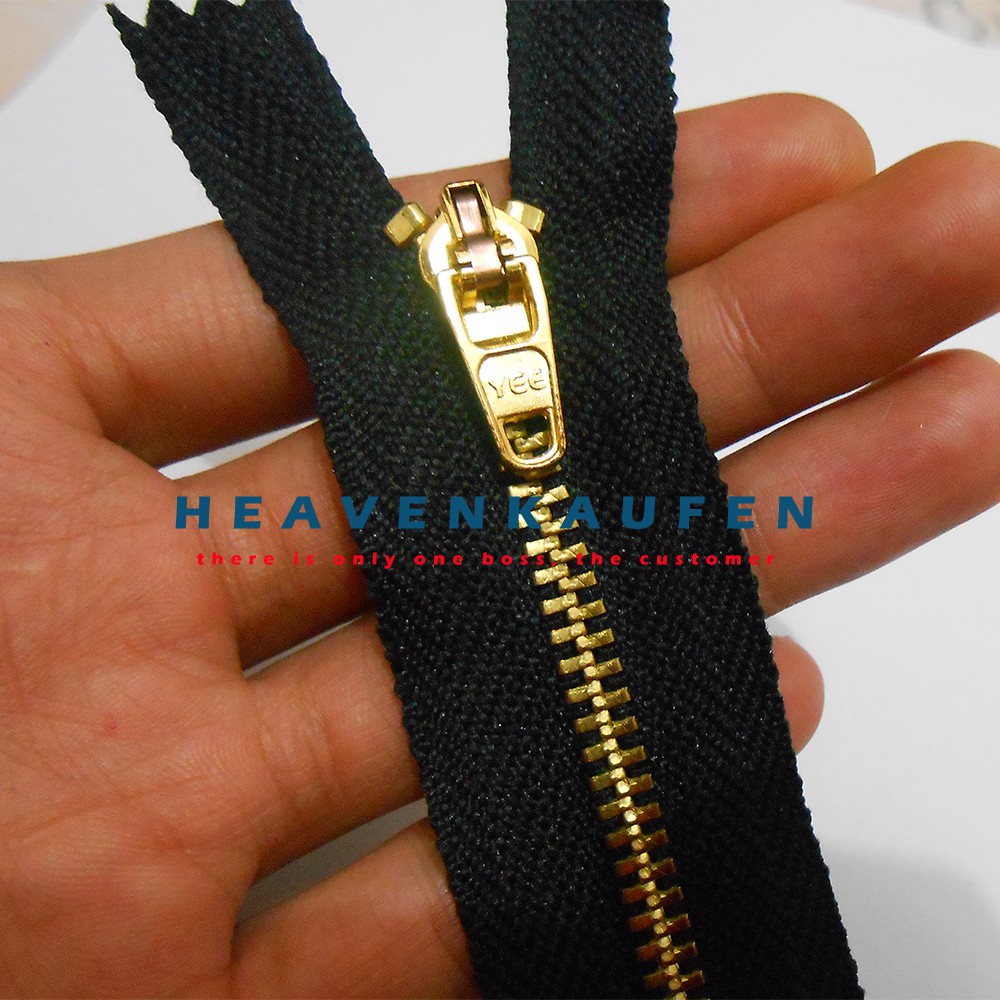 Resleting/Zipper Celana Jeans Besi YEE 12,7 cm (5 inch) Hitam-Gold