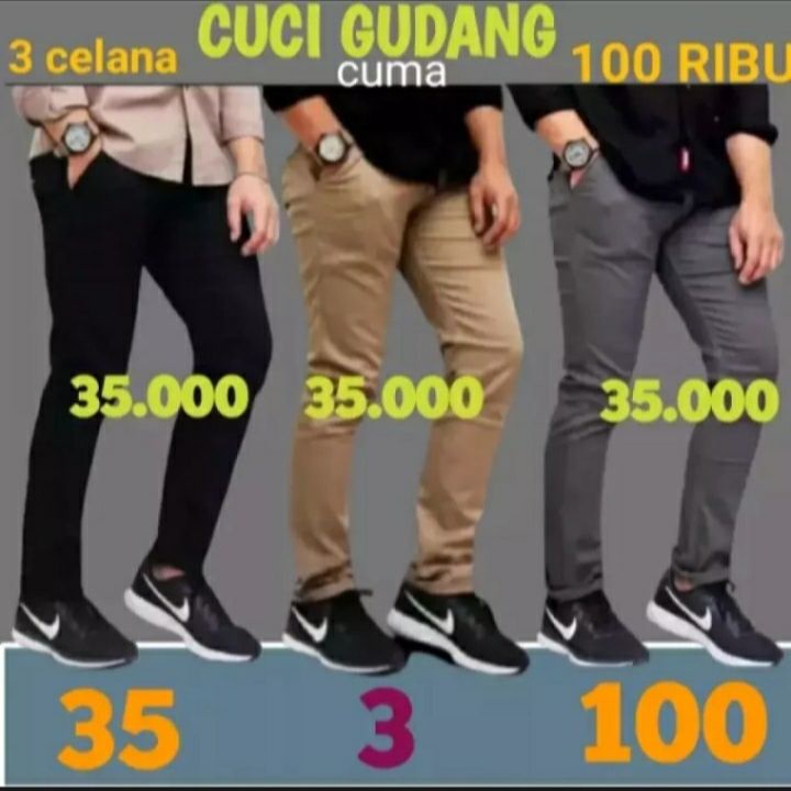 PROMO GILA !!!! BELI 3 CUMA 100 RB // CELANA PANJANG MURAHH // CELANA CHINO PANJANG PRIA // CELANA PANJANG PRIA // CELANA PRIA // BELI 1 DAPAT 3 PCS// SANG LEGENDA