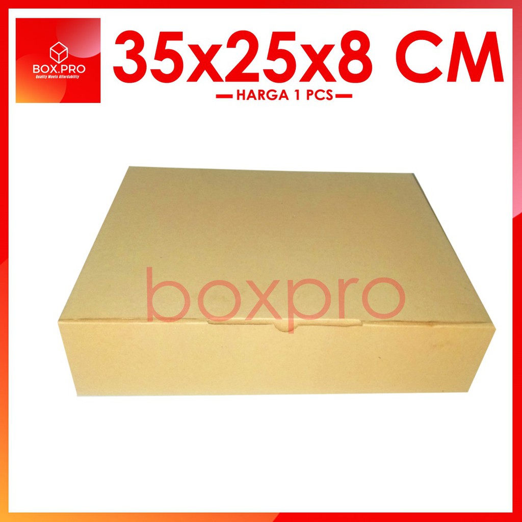 

Kardus Dus uk 35x25x8 cm (ECER) Die Cut Box Kotak Packing Aksesoris Baju Makanan Pizza Hijab Kue