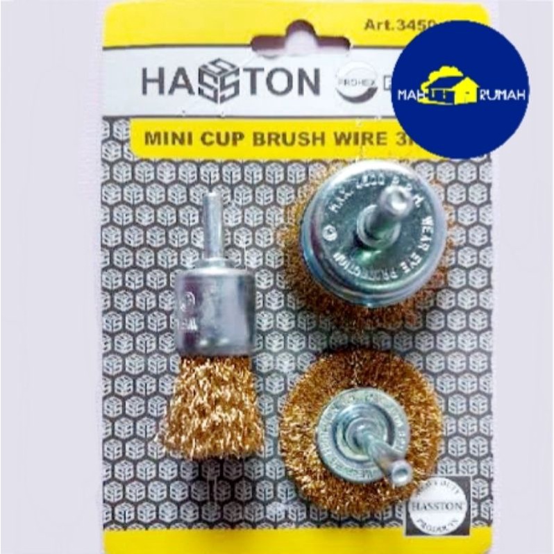 SIKAT KAWAT MINI 3pcs 3 pcs Set Sikat Mangkok Kuningan Mata Bor - HASSTON PROHEX 3450-101