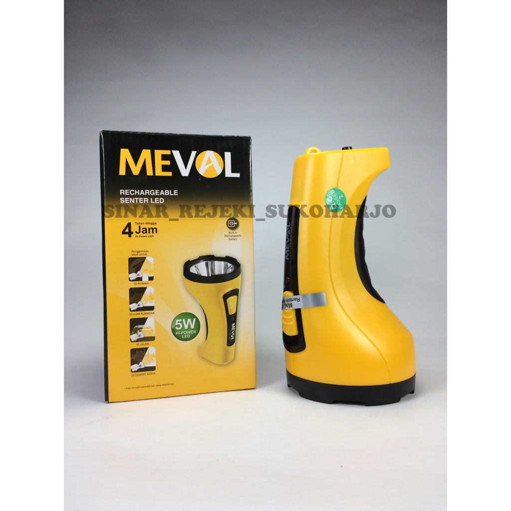 MEVAL SENTER CAS TANGAN LED 5W PUTIH 5WATT 5 WATT Charge Baterai Isi Ulang