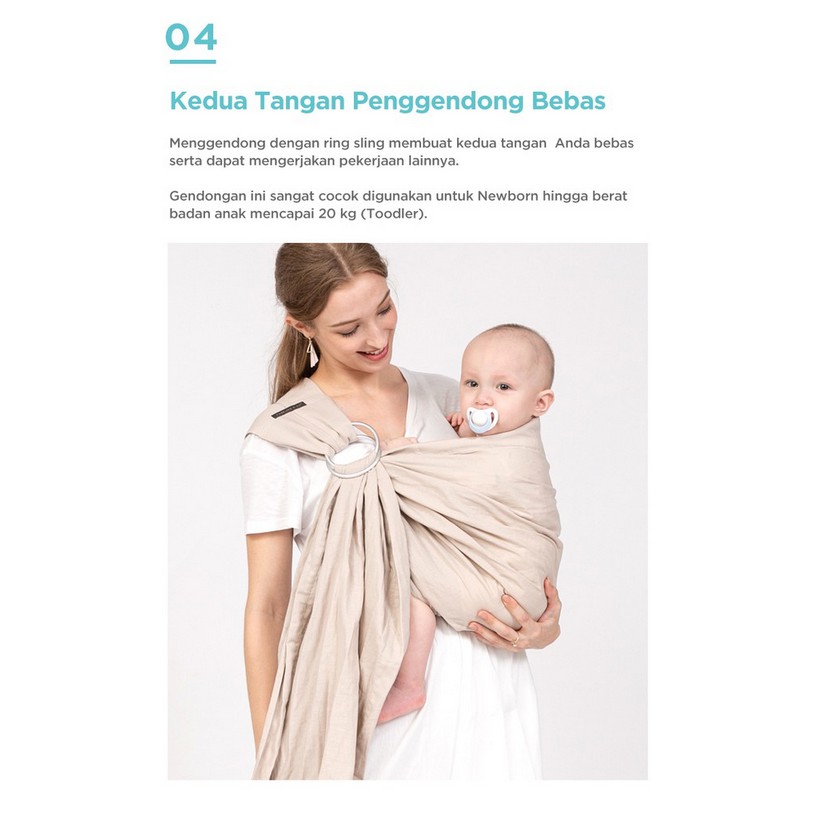 Tweeling &amp; Co Gendongan Kain Ring / Baby Ring Sling - Carrier Bayi Cotton Linen Katun Cukin