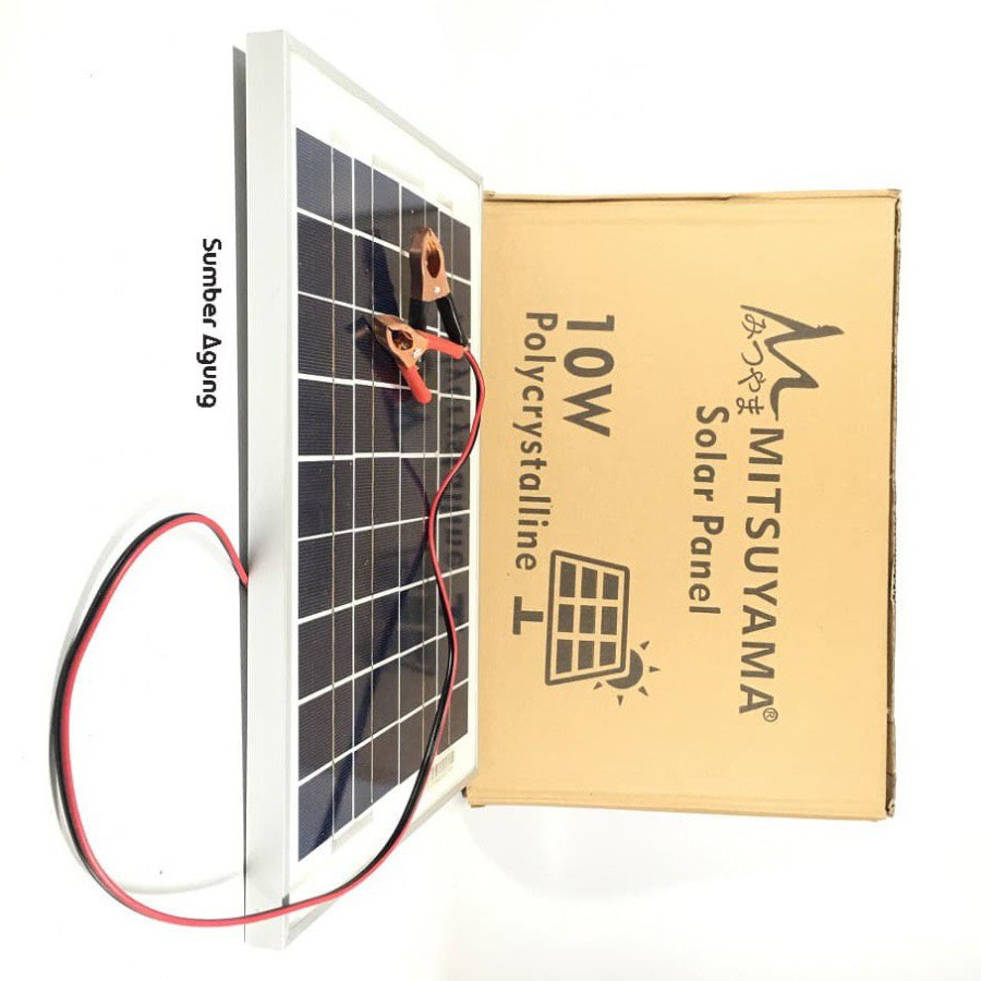 Solar Panel 10W Papan Solar Dengan Capit Aki Mitsuyama 10WP 10 Watt