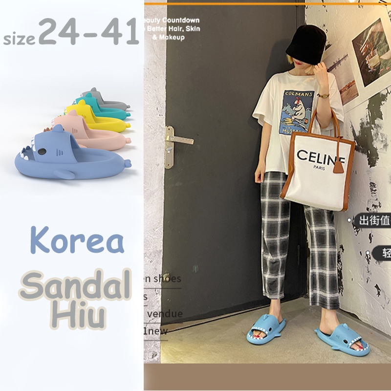 Sandal Hiu Dewasa Sandal Jelly Import Sandal Rumah Eva Ringan Nyaman Sendal Pasangan Korea Selatan Dalam Kamar Mandi Sandal Baim Ikan SIZE 36-41