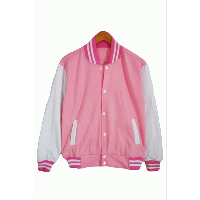 jaket varsity pink