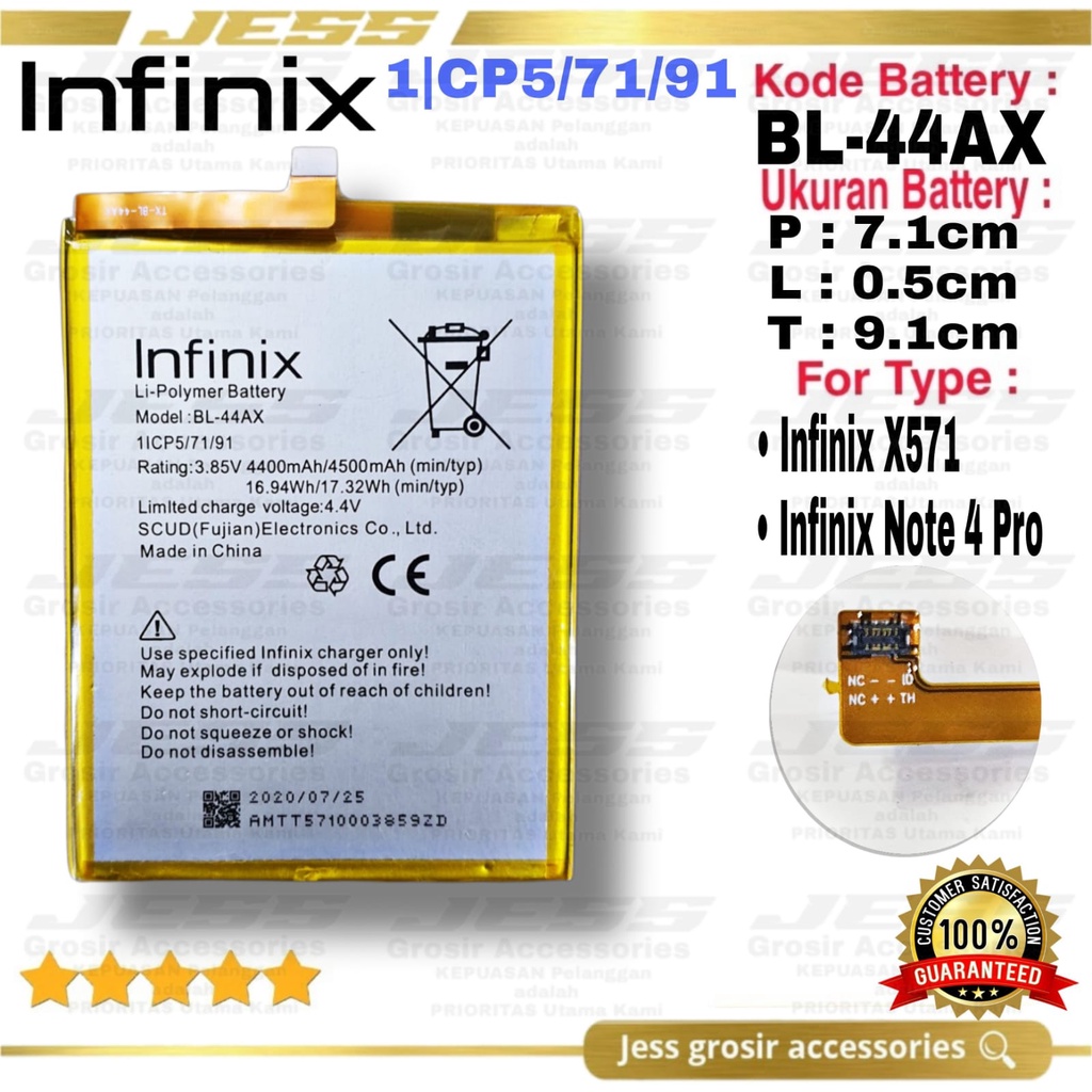 Baterai Battery Original Infinix BL-44AX BL44AX For Hp INFINIX NOTE 4 PRO - X571