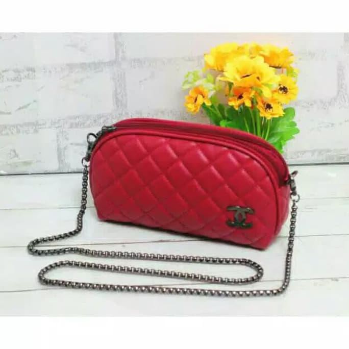 Super Dompet Wanita Chanel 2 Ruang Slempang - Merah Sale