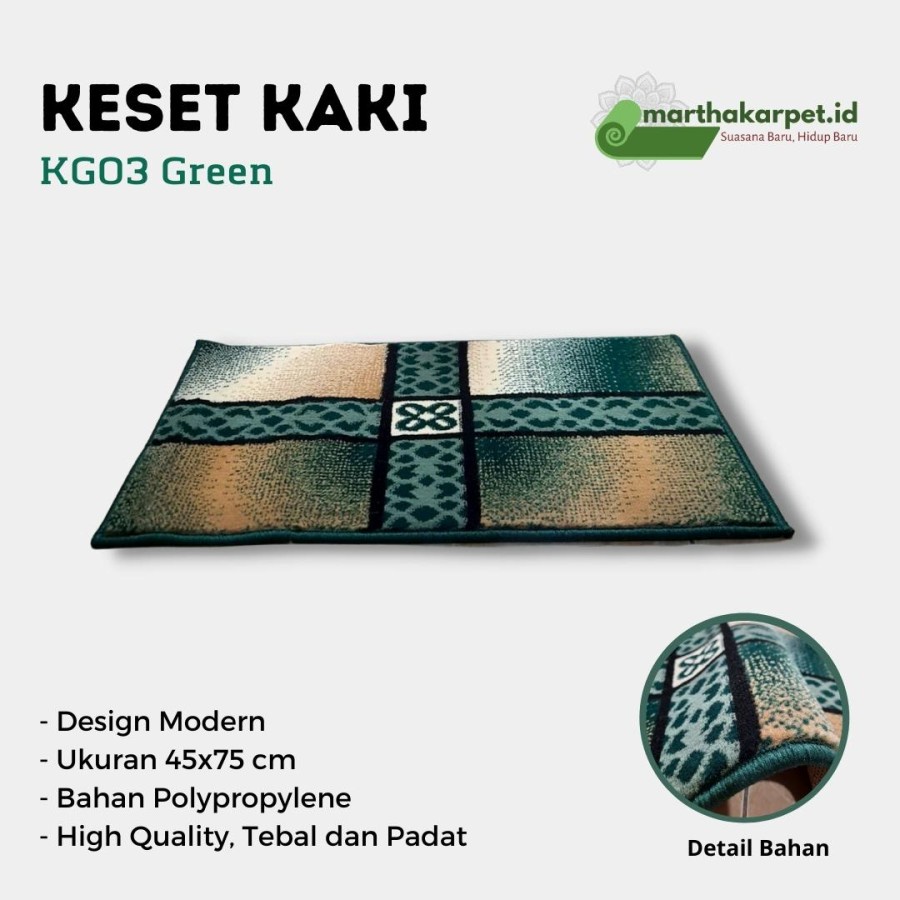 KESET KAKI 45 x 75 GREEN KESET LANTAI PERMADANI, KARAKTER, BULU-4
