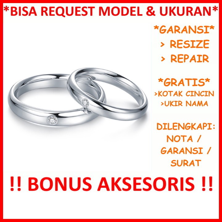 Gratis Ukir Tulis Nama Garansi Silver Asli Bisa Pesan Model Cincin Couple Perak Kawin Tunangan Id20