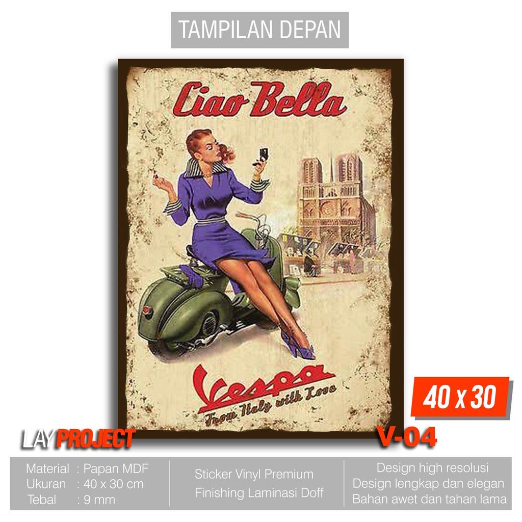  Hiasan  Dinding  Poster Kayu Wall Decor Vintage Retro Art 