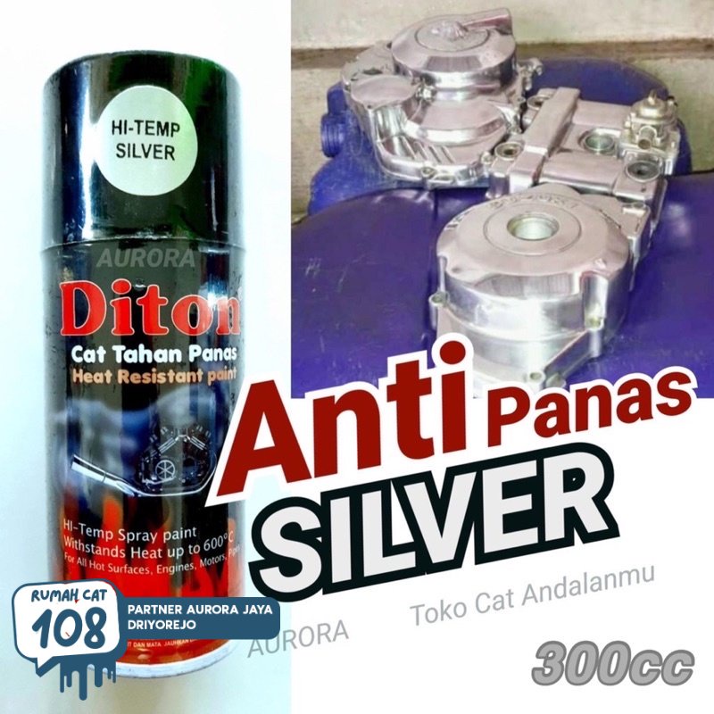 Rumah Cat - Pilok Diton Hi Temp Silver ANTI PANAS 300ml Cat Pilox Hitemp untuk Knalpot Kompor Mesin 