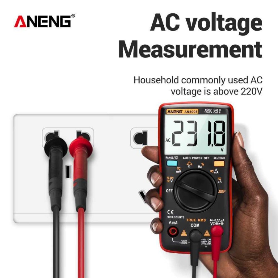 ANENG Digital Multimeter Voltage Tester - AN8008 - Black