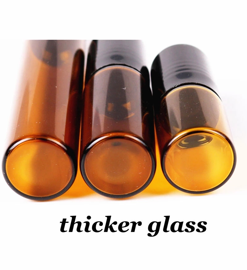 10ml Empty Amber Glass Bottle with Stainless Steel Metal Ball / Portable Perfume Container Glass Bottles Refillable Bottl